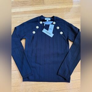 NWT L’Agence Gretchen black pullover knit with gold buttons